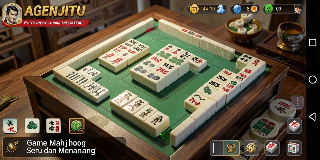 Screenshot AGENJITU menampilkan gameplay seru Mahjong.