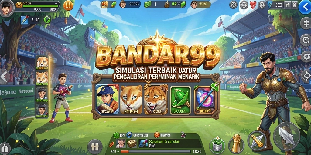 Tampilan gameplay unik BANDAR99 yang menonjolkan simulasi bisnis.