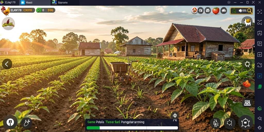 Screenshot gameplay ELANG178 menampilkan aktivitas bertani yang seru.