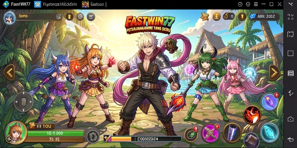 Tangkapan layar menunjukkan aksi seru dan karakter Anime.