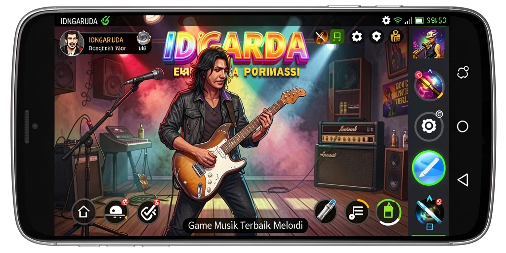 Tampilan gameplay IDNGARUDA yang menarik dengan berbagai lagu.