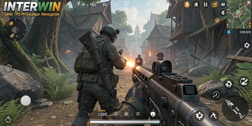 Tampilan gameplay INTERWIN dengan aksi menegangkan dan grafis yang memukau.
