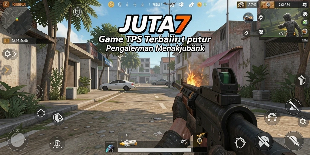 Screenshot JUTA7 menampilkan beraksi dalam pertempuran TPS yang intens.