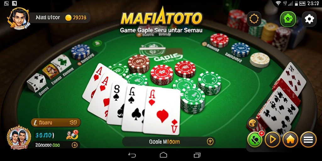 Tampilan gameplay seru MAFIATOTO dengan kartu Gaple.