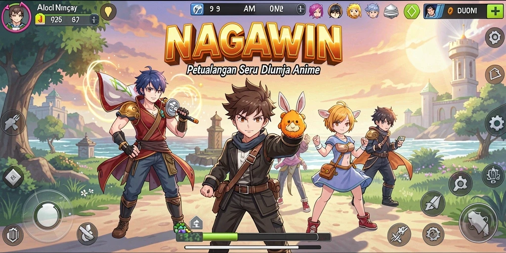 Gameplay seru NAGAWIN dengan karakter anime ikonik.