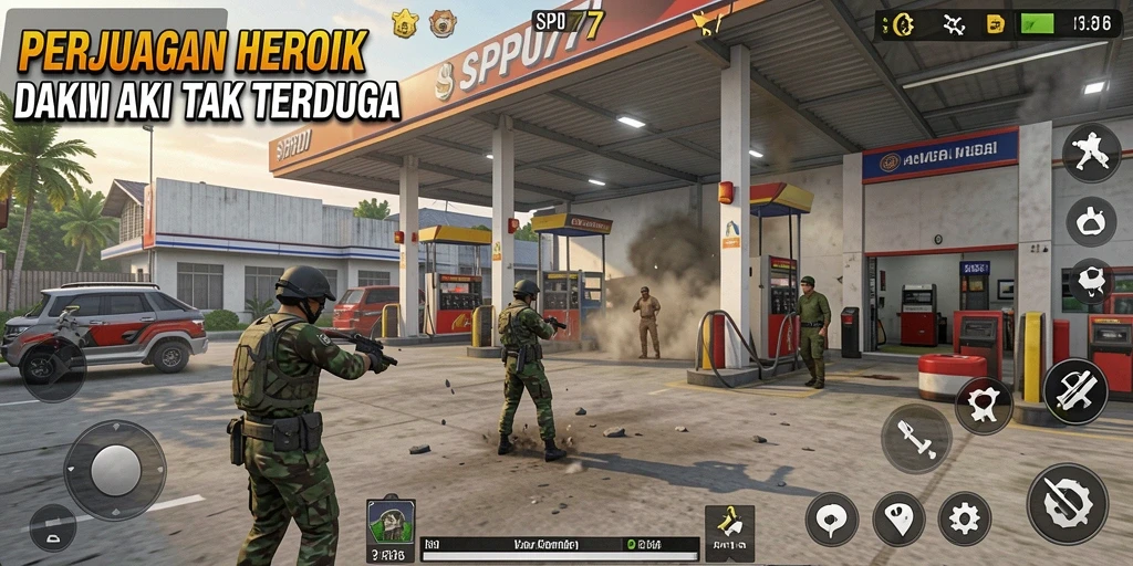 Tampilan screenshot SPBU77 menampilkan aksi pertarungan yang mendebarkan.