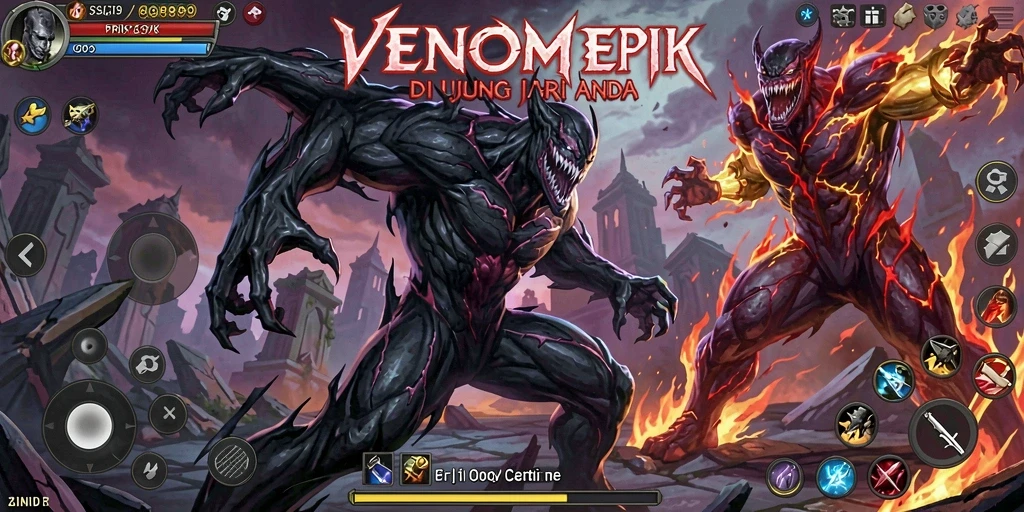 Screenshot gameplay dari VENOM889 yang menampilkan aksi pertarungan yang mendebarkan.